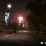 Nocna ulica z oświetleniem - komponenty elektryczne i oświetlenie Polamp