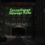 Czerwone podświetlenie budynku - komponenty elektryczne i oświetlenie Polamp.