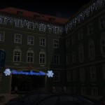 Budynki z oświetleniem świątecznym. - komponenty elektryczne i oświetlenie Polamp