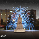 Fontanna na placu z oświetleniem LED - komponenty elektryczne i oświetlenie Polamp