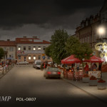 Miasto nocą, oświetlone zewnętrznymi lampami - komponenty elektryczne i oświetlenie Polamp