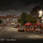 Centrum miasta w nocy z oświetleniem ulicznym - komponenty elektryczne i oświetlenie Polamp