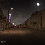 Miasto nocą, droga, latarnie - komponenty elektryczne i oświetlenie Polamp