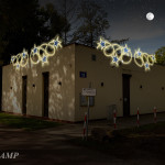 Oświetlony budynek z gwiazdami - komponenty elektryczne i oświetlenie Polamp