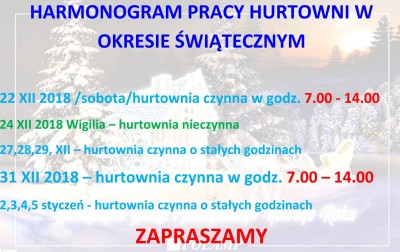 INFORMACJA DOTYCZY HURTOWNI W GIŻYCKU
