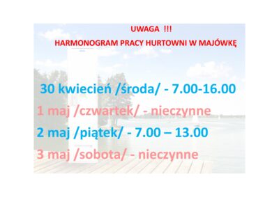 GODZINY PRACY HURTOWNI W MAJÓWKĘ